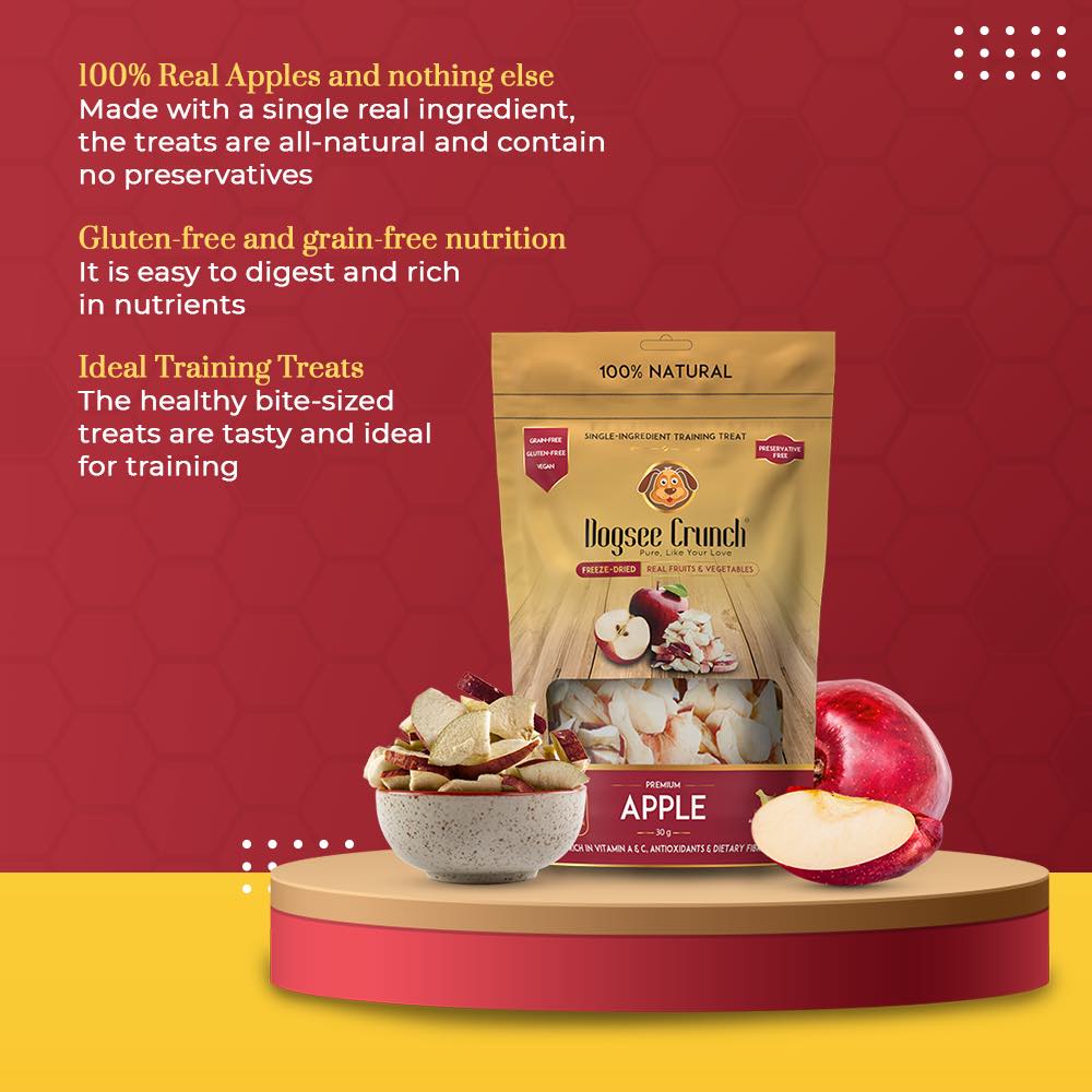 4 FOR $13: Dogsee Crunch Apple Freeze-Dried Dog Treats 10g
