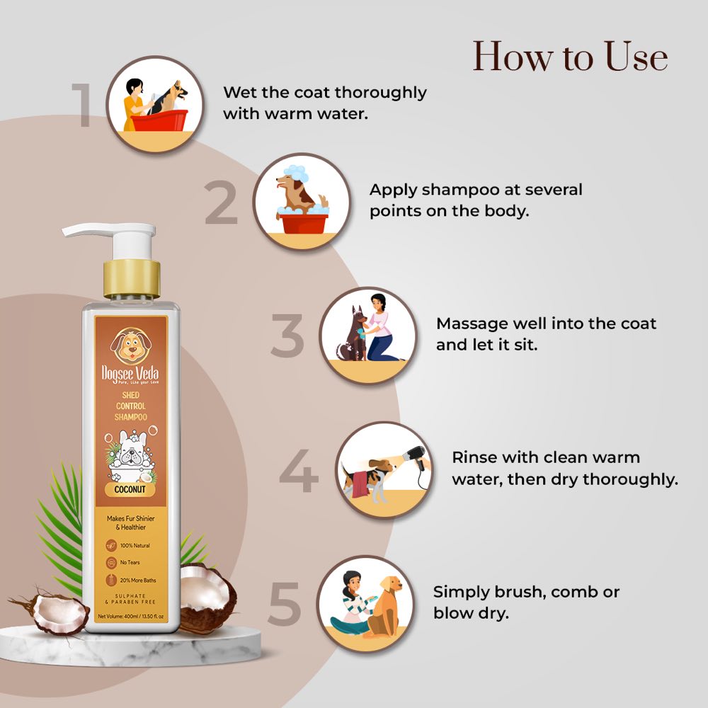 Dogsee Veda Coconut Shed Control Dog Shampoo 400ml
