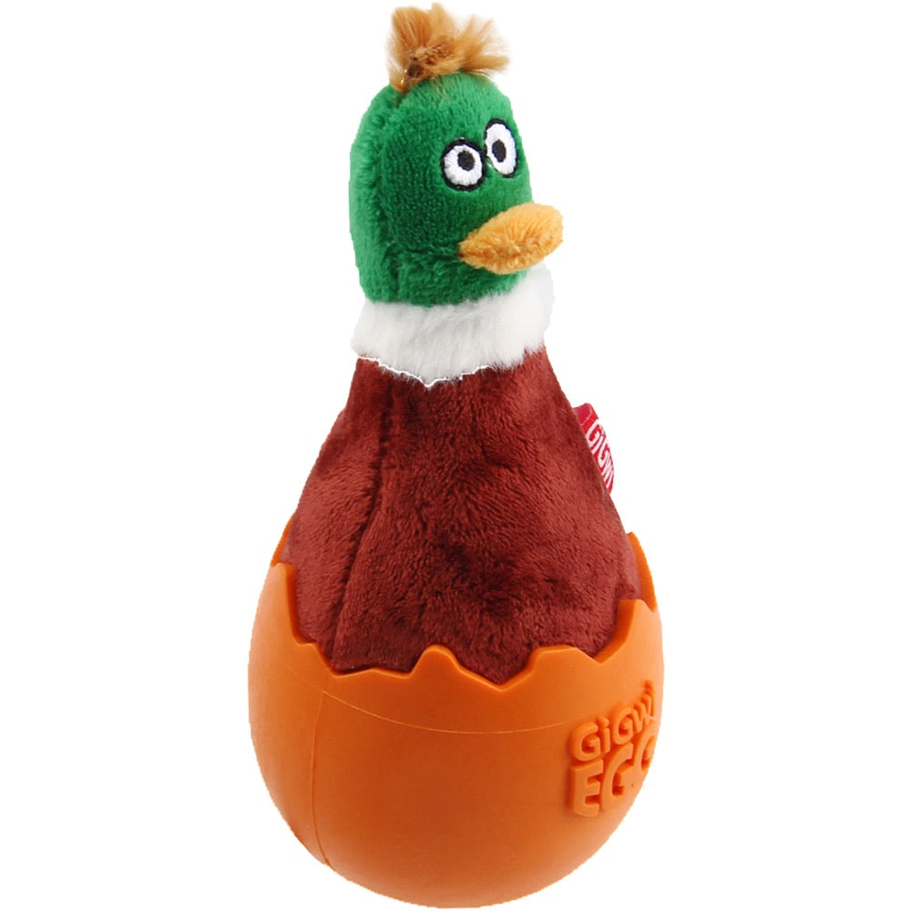GiGwi Egg Wobble TPR & Plush Dog Toy (Duck)