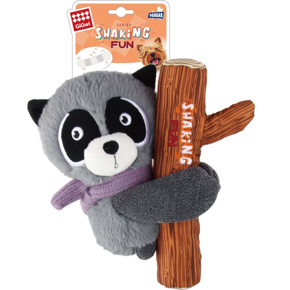 GiGwi Shaking Fun 2-In-1 Plush Dog Toy (Raccoon)