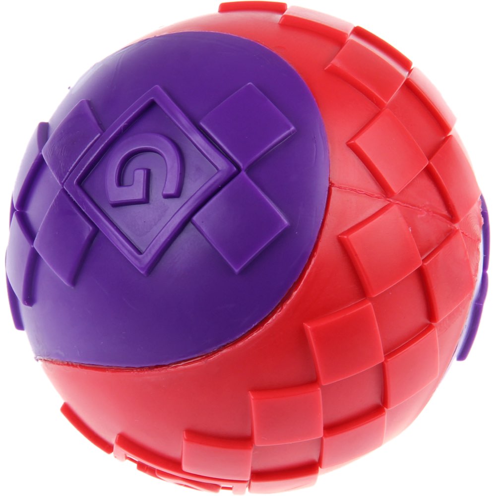 GiGwi Squeaky Ball Dog Toy (Red/Purple)