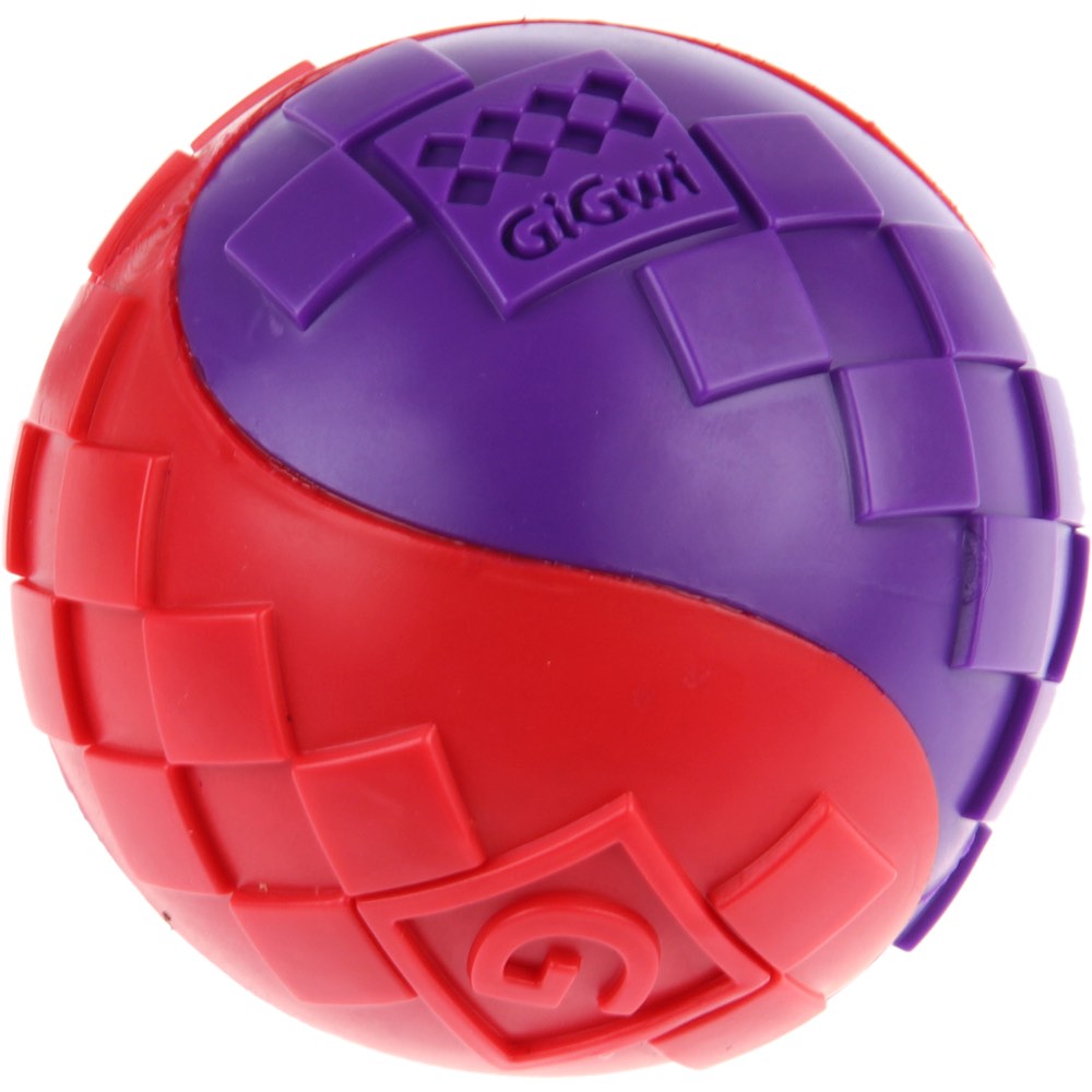 GiGwi Squeaky Ball Dog Toy (Red/Purple)