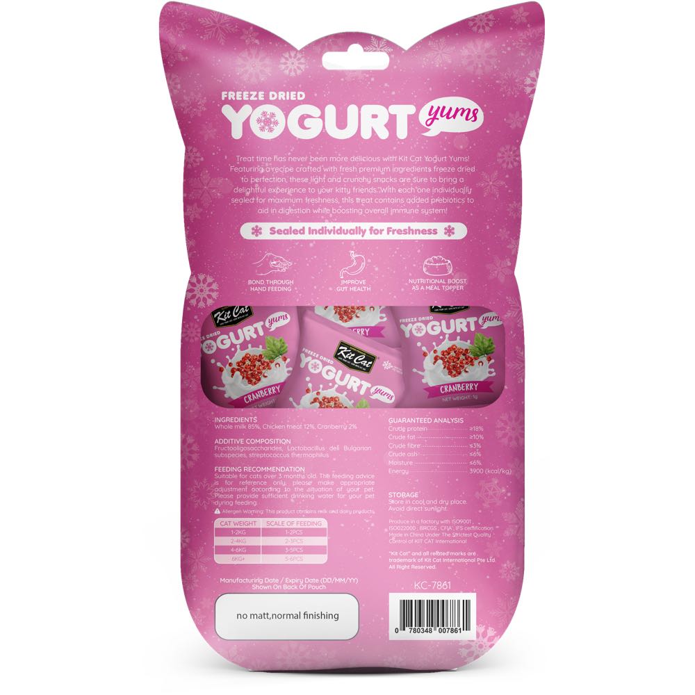 4 FOR $14: Kit Cat Yogurt Yums Cranberry Grain-Free Freeze-Dried Cat Treats 10pc