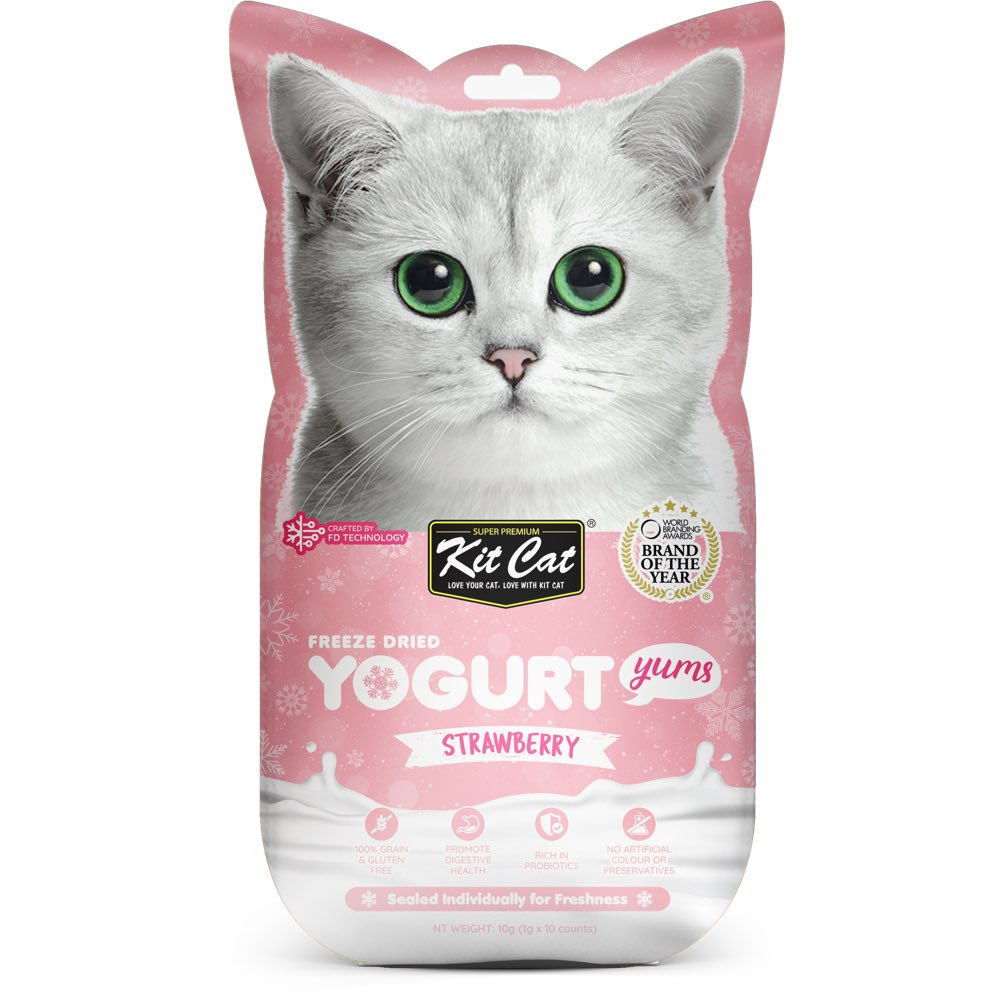 4 FOR $14: Kit Cat Yogurt Yums Strawberry Grain-Free Freeze-Dried Cat Treats 10pc